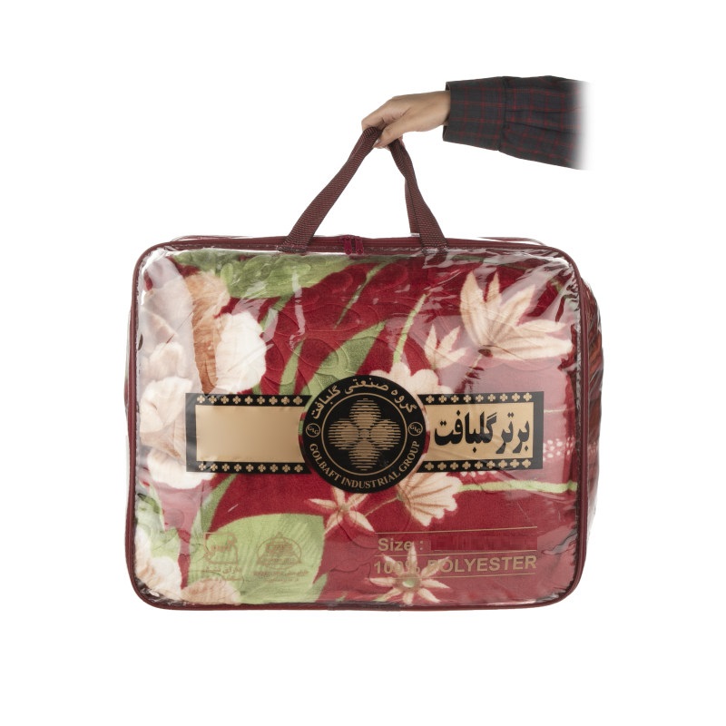 Couverture Golbaft Persane pour Lit Simple Motif Floral Rouge Design