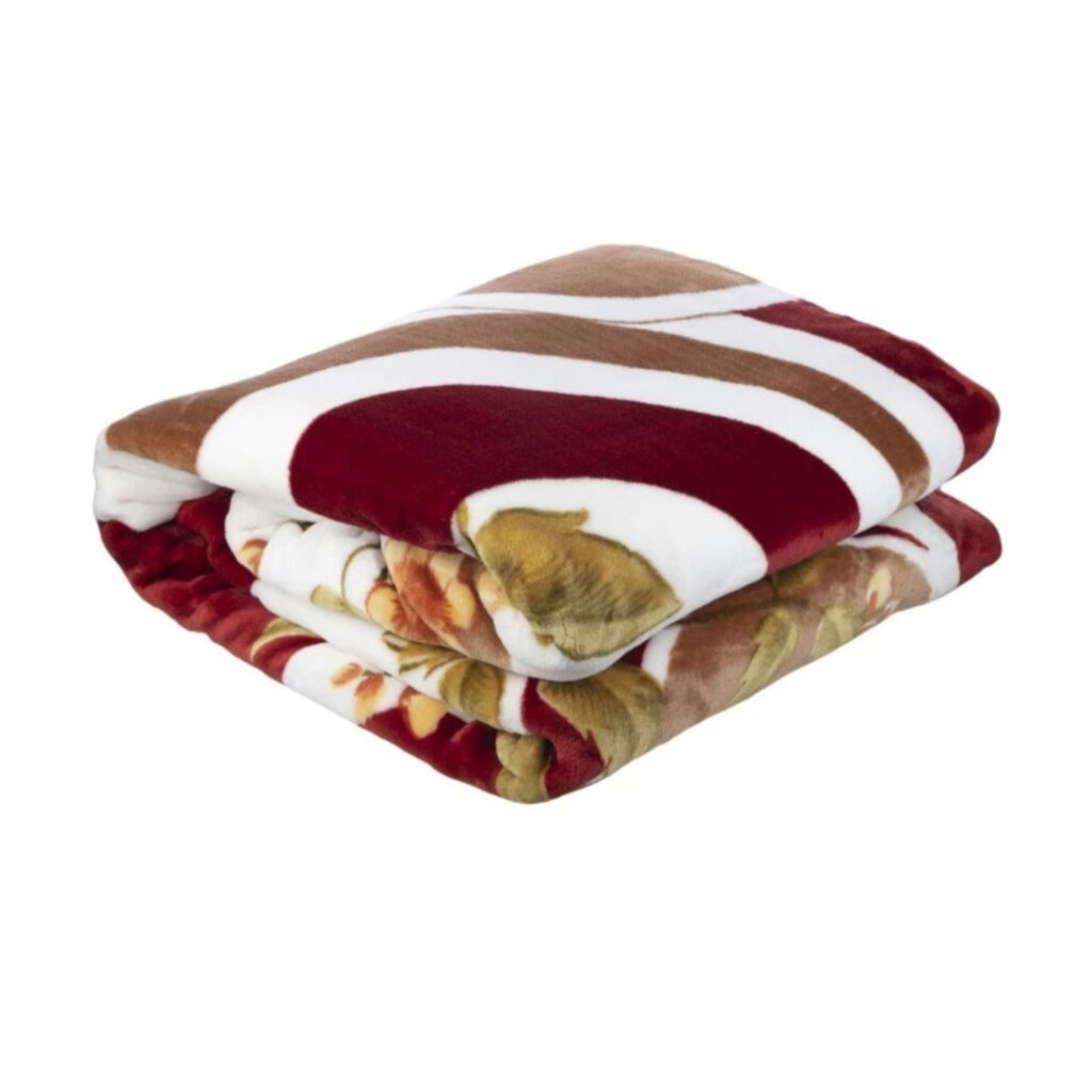 Couverture Golbaft Persane pour Lit Simple Motif Floral Bordeaux