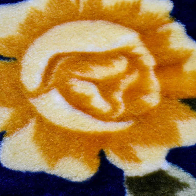 Couverture Golbaft Persane pour Lit Simple Motif Floral Bleu Marine