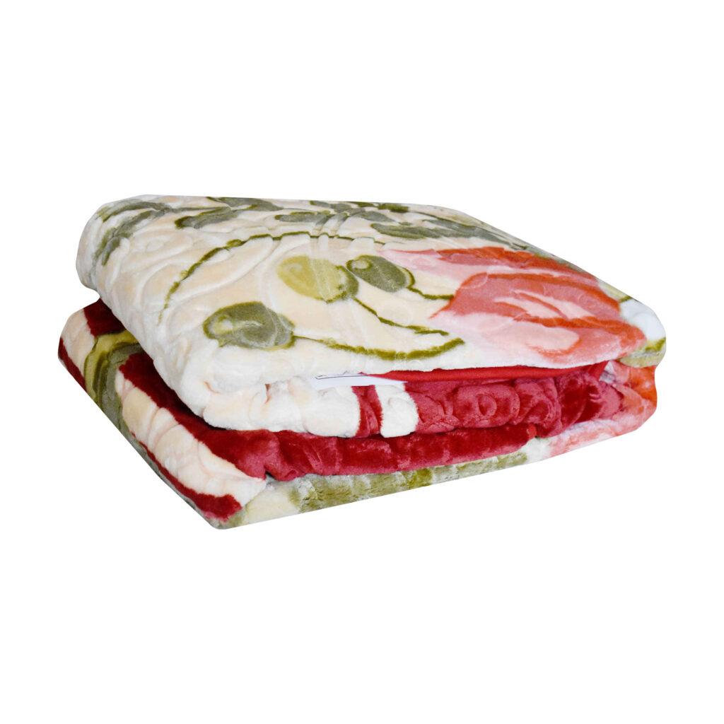 Couverture Golbaft Persane pour Lit Simple Motif Floral Rouge