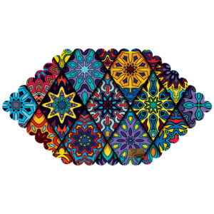 Nappe en Velours Hexagonale Élégance Persane avec Design Géométrique