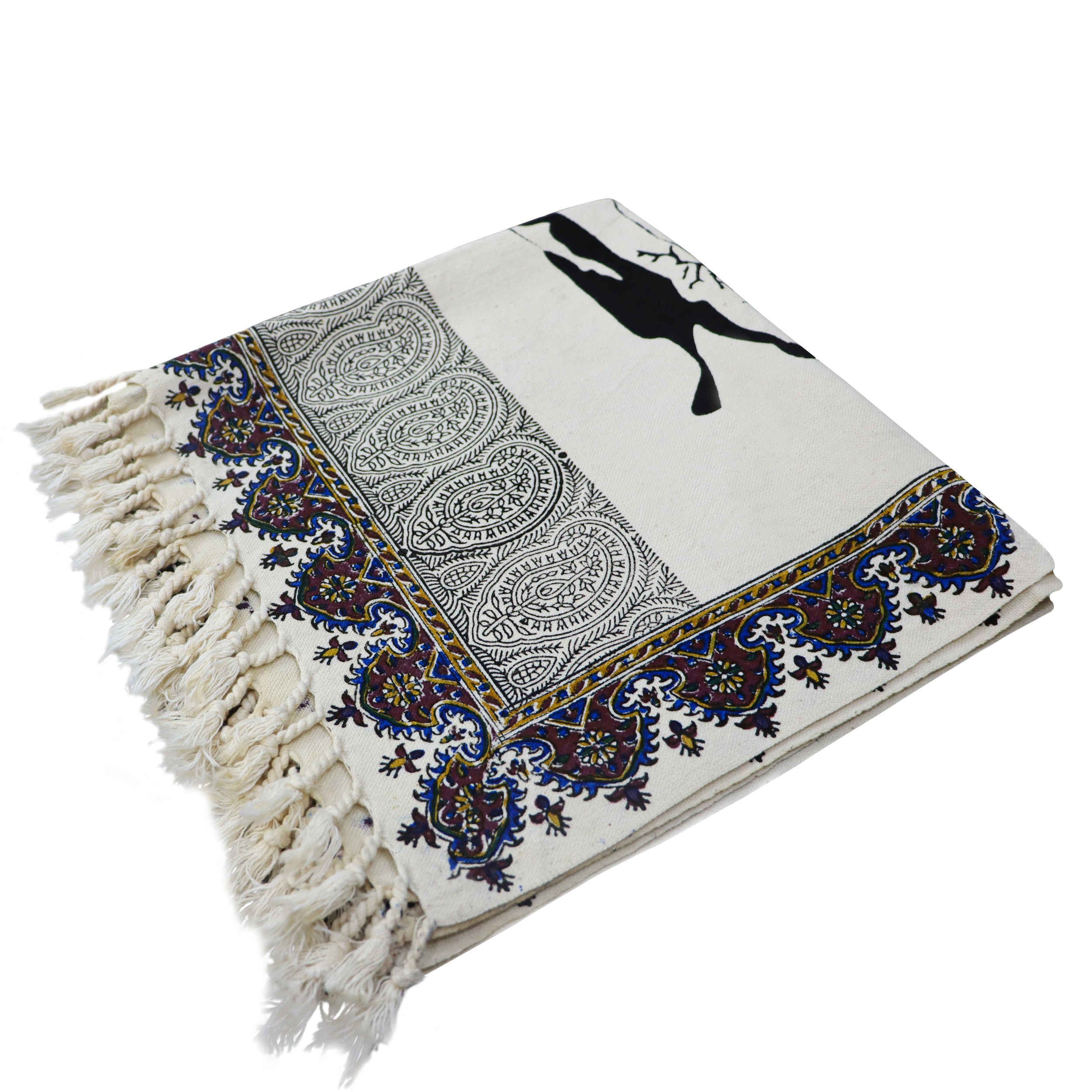 Tapis de prière islamique Sajadah rembourré Kalamkari Pont Khajoo Gris