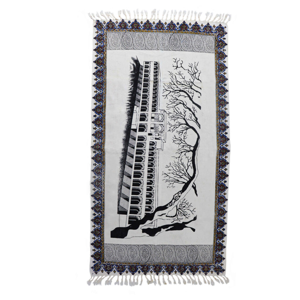 Tapis de prière islamique Sajadah rembourré Kalamkari Pont Khajoo Gris