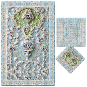 Tapis de prière islamique Sajadah Traditionnel Bleu Clair