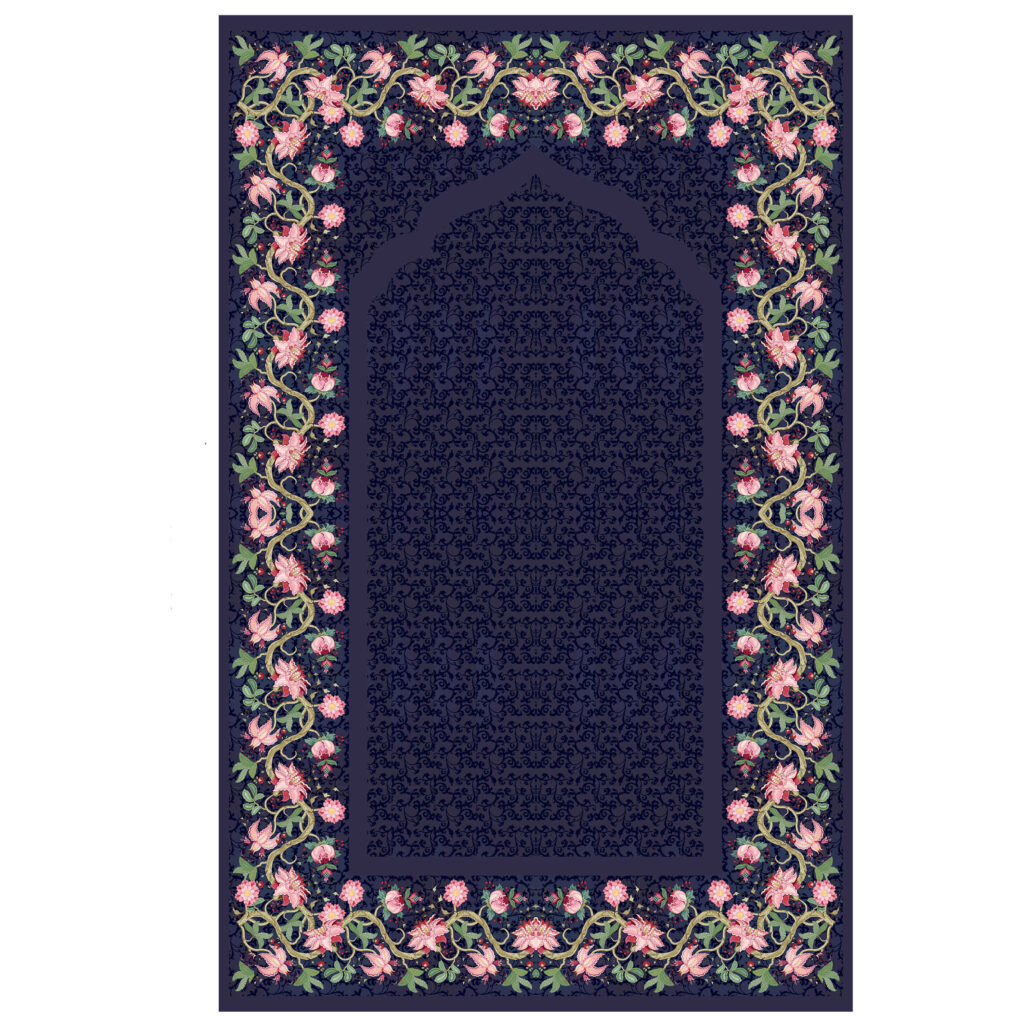 Tapis de prière islamique Sajadah pour Musulmans avec bordure florale