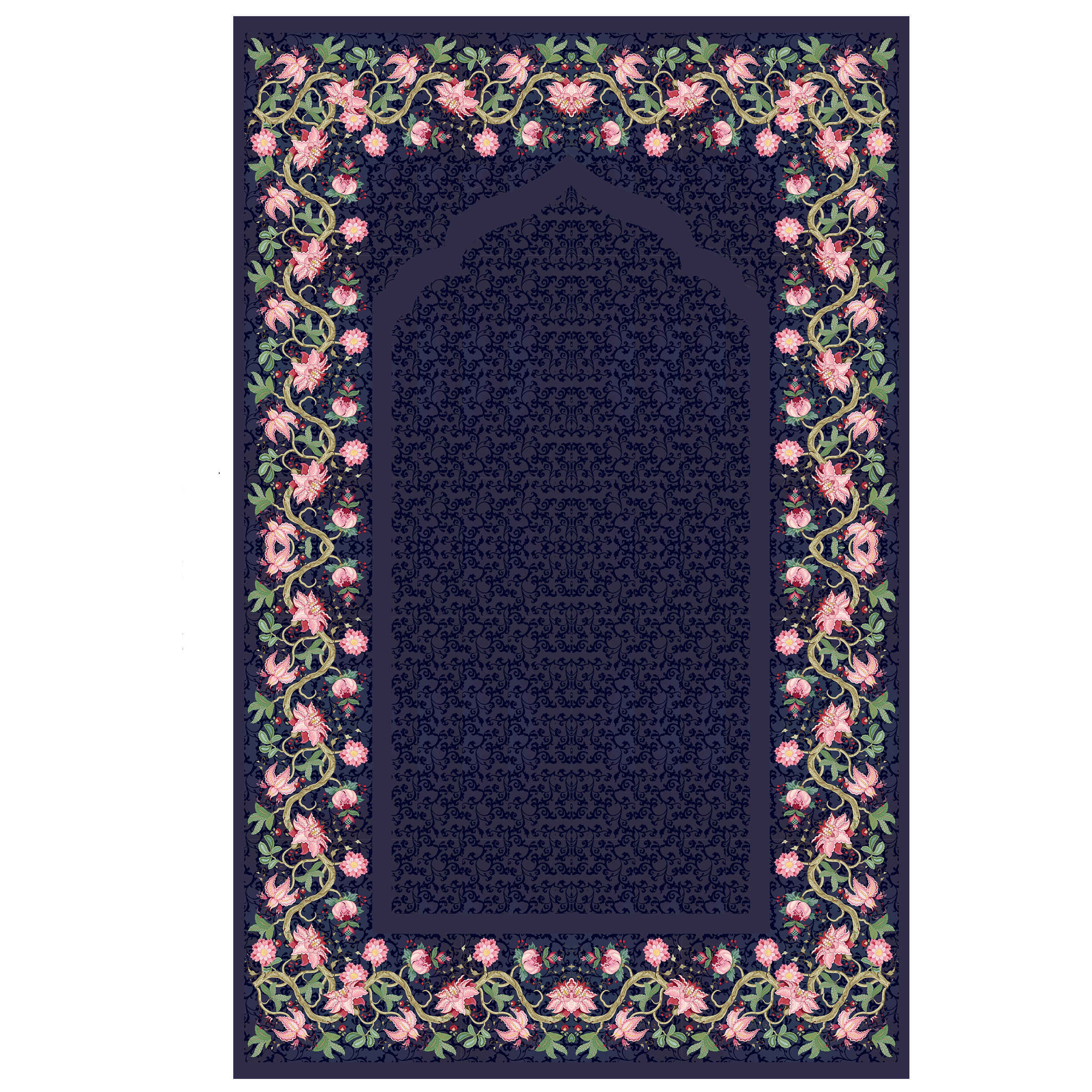 Tapis de prière islamique Sajadah pour Musulmans avec bordure florale