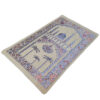 Tapis de Prière Islamique Rembourré en Velours avec Motif Minaret Crème et Bleu
