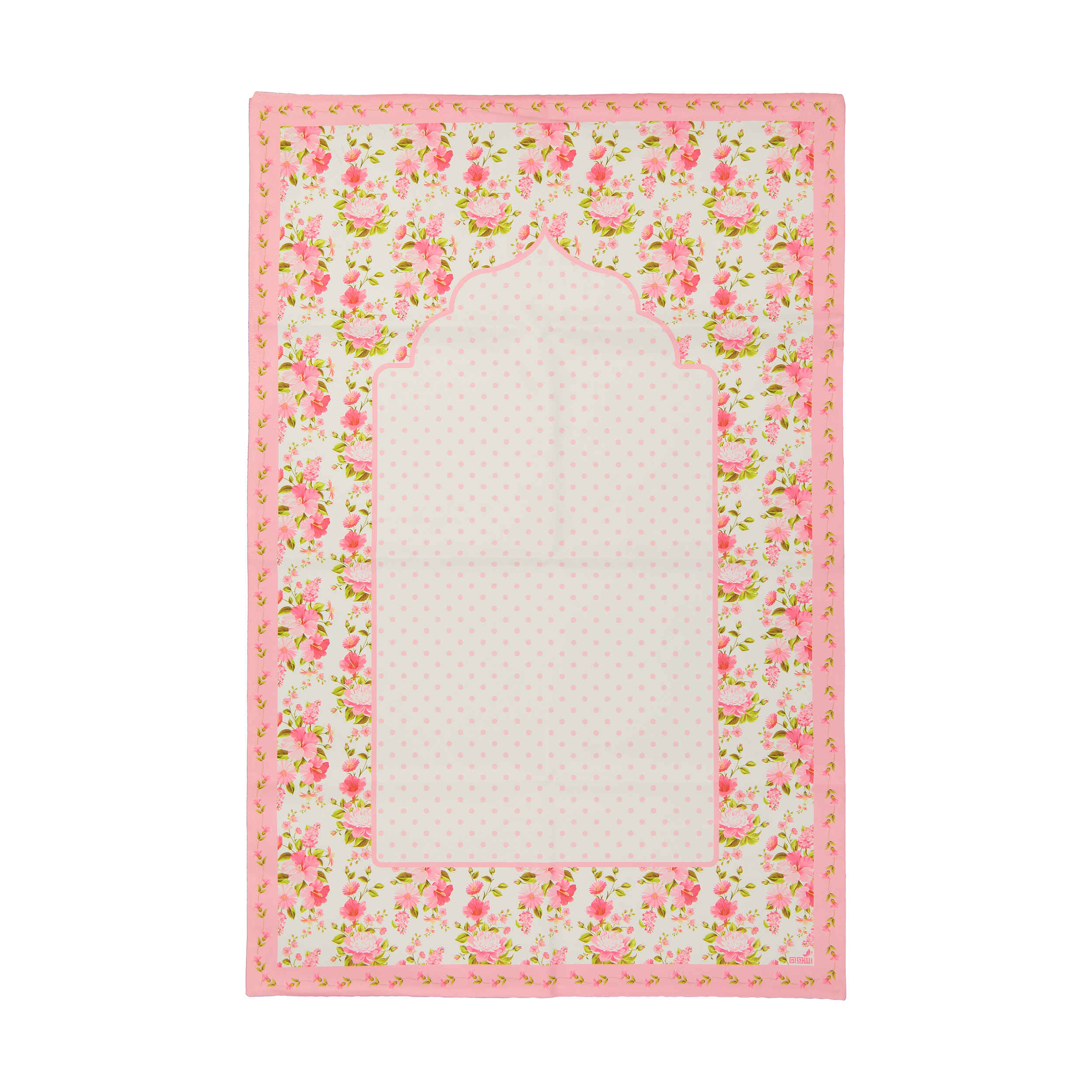 Tapis de Prière Islamique en Velours Rose avec Motif Floral