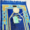 Tapis de prière islamique Sajadah rembourré en velours Kaaba bleu