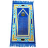Tapis de prière islamique Sajadah rembourré en velours Kaaba bleu