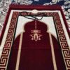 Tapis de prière islamique en velours Sajadah traditionnel cramoisi