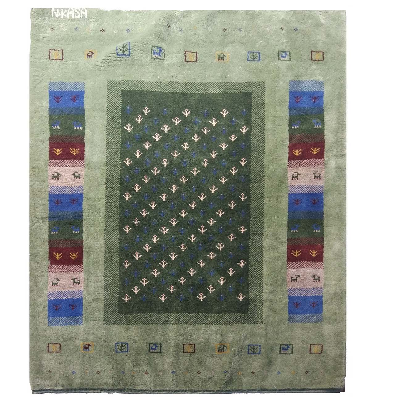 Tapis Gabbeh en laine persane tissé à la main en Fars Kashkuli motifs animaliers