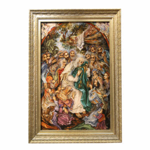 Tapis persan figuratif noué à la main de Tabriz représentant le prophète Joseph et la chemise parfumée de Jacob