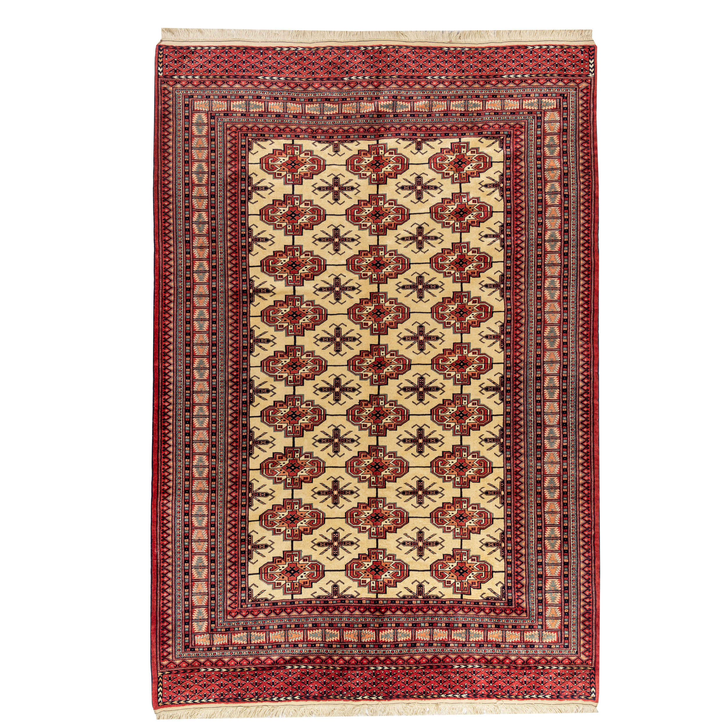 Tapis persan avec laine noué à la main authentique à Golestan Torkaman rouge