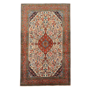 Tapis persan avec laine noué à la main original à Malayer floral rouge