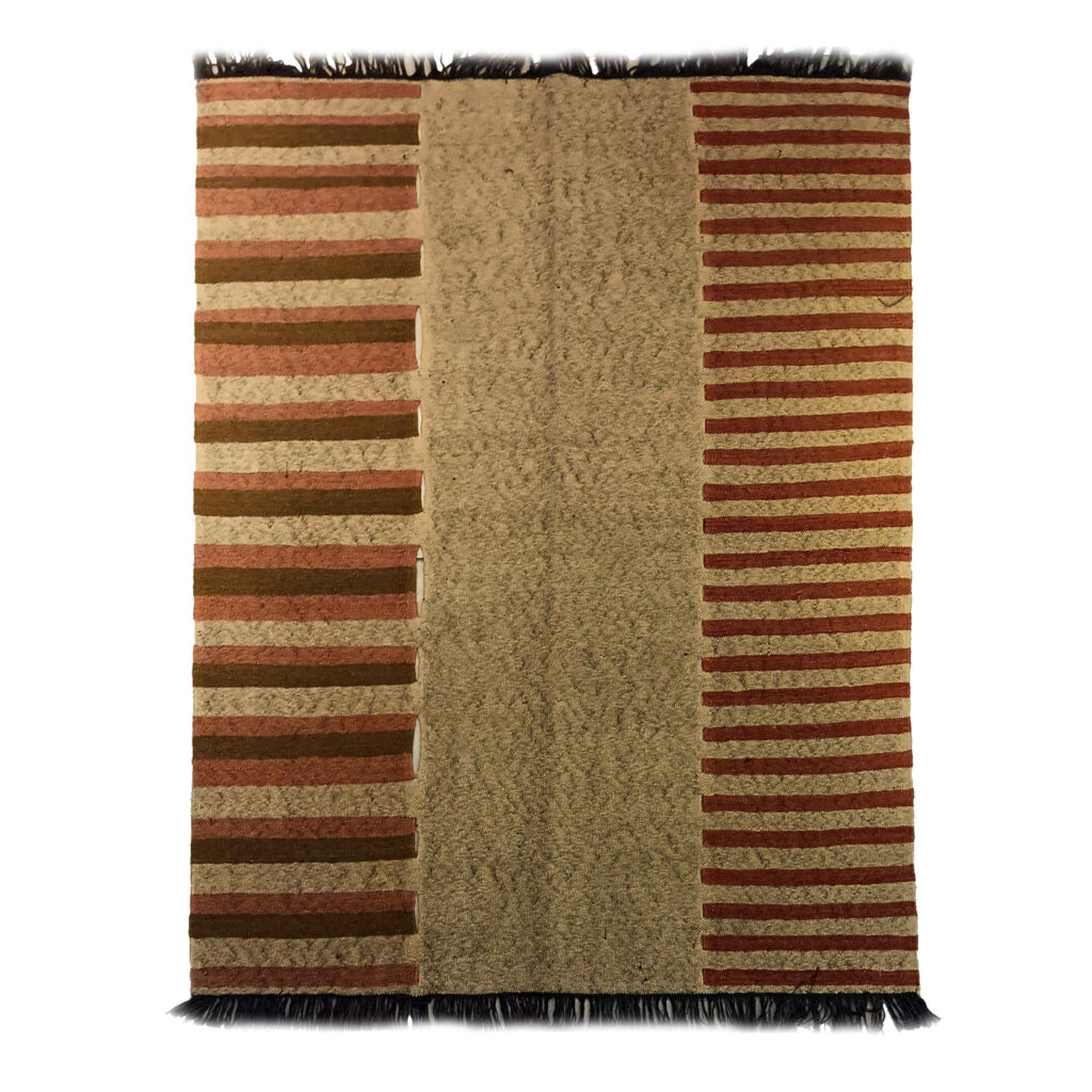 Tapis Kilim en laine persane véritablement tissé à la main en Khorasan marron