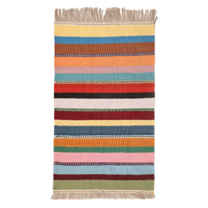 Tapis Kilim en laine persane véritablement tissé à la main rayé