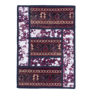 Tapis Persan Vintage Patchwork Noué à la Main Cramoisi