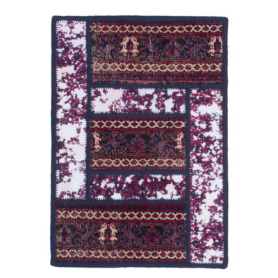 Tapis Persan Vintage Patchwork Noué à la Main Cramoisi