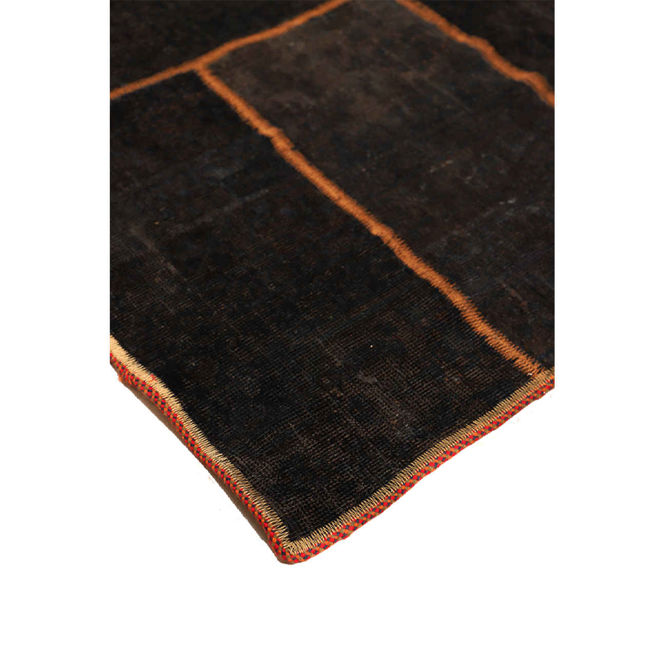 Tapis Persan Vintage Patchwork Noué à la Main Marron Foncé