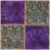 Tapis Persan Vintage Patchwork Noué à la Main Paisley Violet