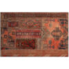 Tapis Persan Vintage Patchwork Noué à la Main Rouge Brique