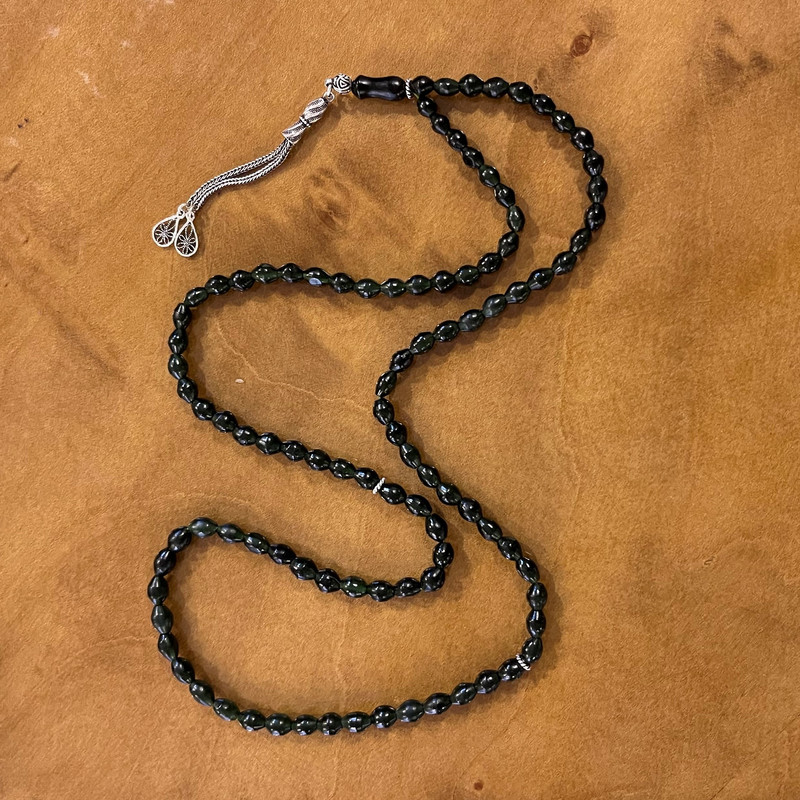 Chapelet afghan Shah Maghsoud – 33 perles de prière avec cordon en argent