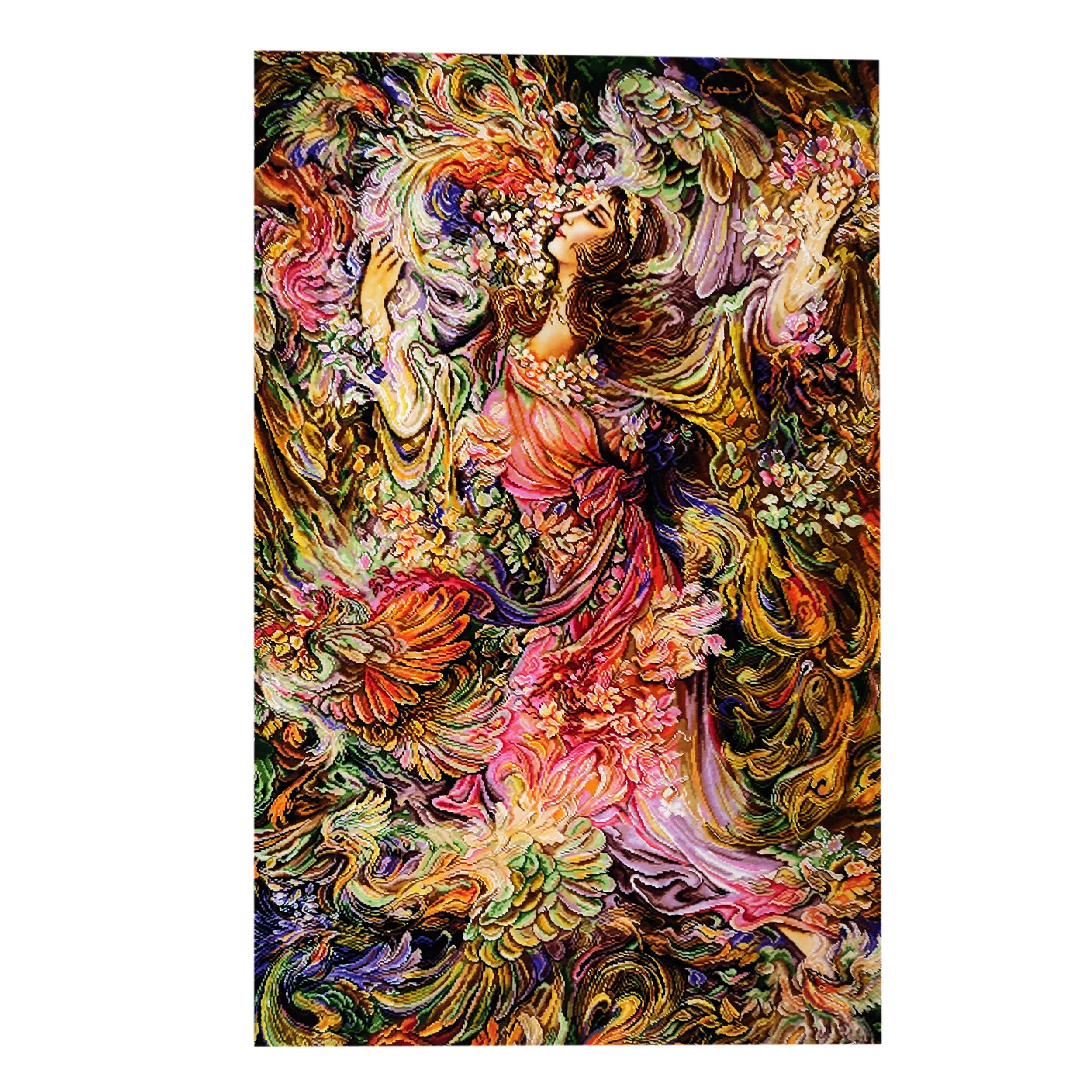 Tapis mural persan fait main de Tabriz représentant la miniature