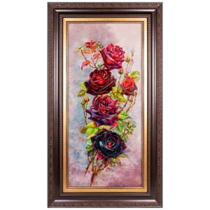 Tapis persan figuratif noué à la main de Tabriz représentant des roses