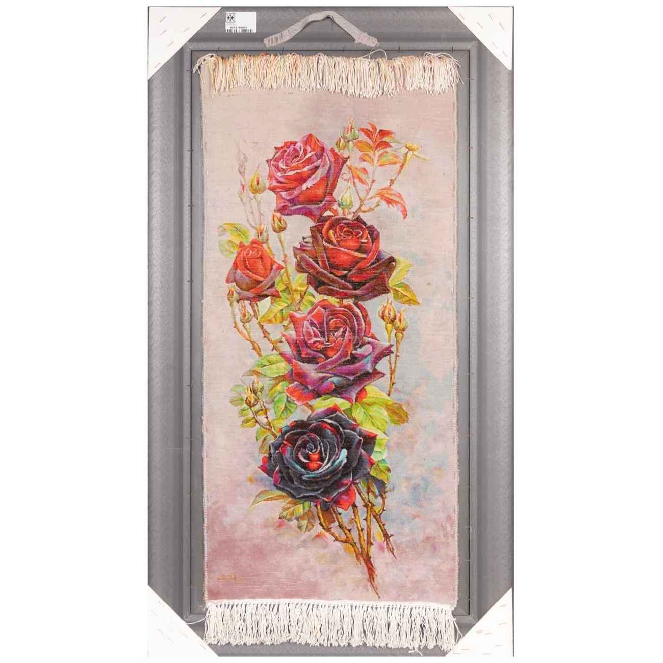 Tapis persan figuratif noué à la main de Tabriz représentant des roses