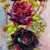 Tapis persan figuratif noué à la main de Tabriz représentant des roses