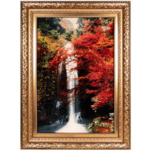 Tapis persan figuratif noué à la main de Tabriz représentant une cascade