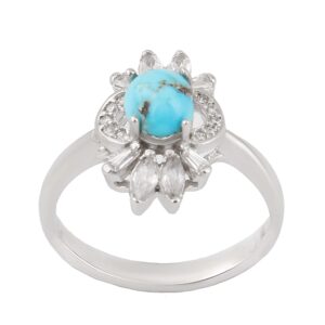 Bague en Argent Persan Faite Main avec Turquoise de Neyshabur