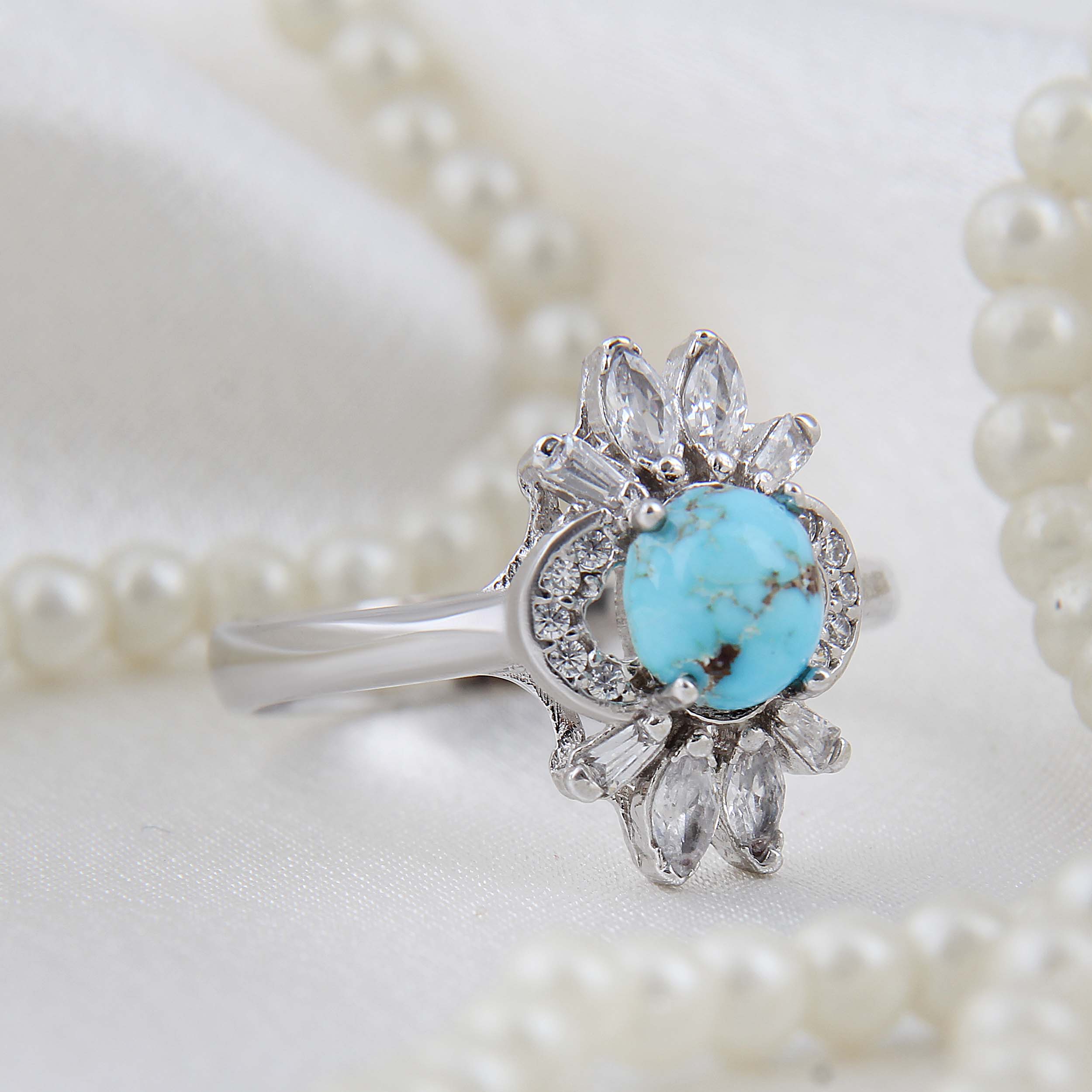 Bague en Argent Persan Faite Main avec Turquoise de Neyshabur