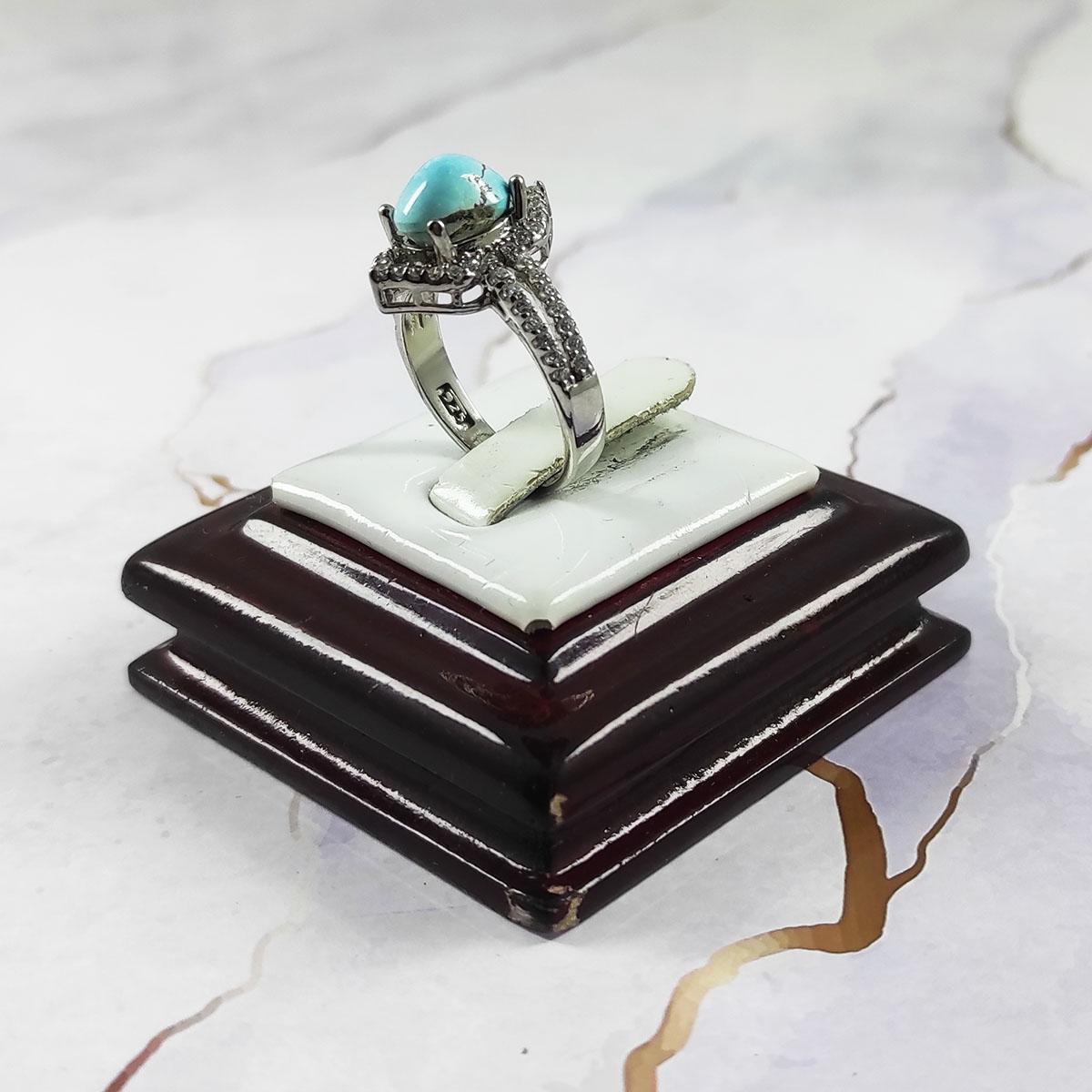 Bague en Argent Persan Faite Main pour Femme avec Turquoise de Neyshabur Elham