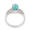 Bague Plaquée Rhodium pour Femme avec Turquoise de Neyshabur