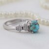 Bague Plaquée Rhodium pour Femme avec Turquoise de Neyshabur