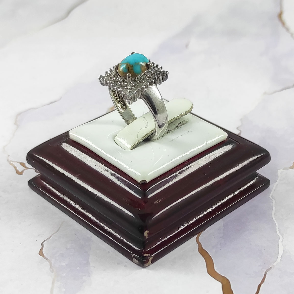 Bague en Argent Persan Faite Main pour Femme avec Turquoise de Neyshabur Sara