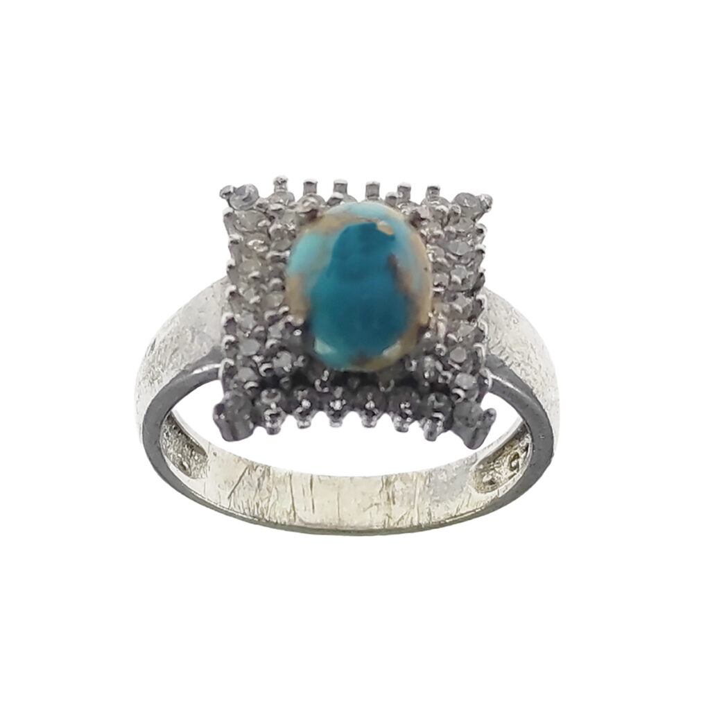 Bague en Argent Persan Faite Main pour Femme avec Turquoise de Neyshabur Sara