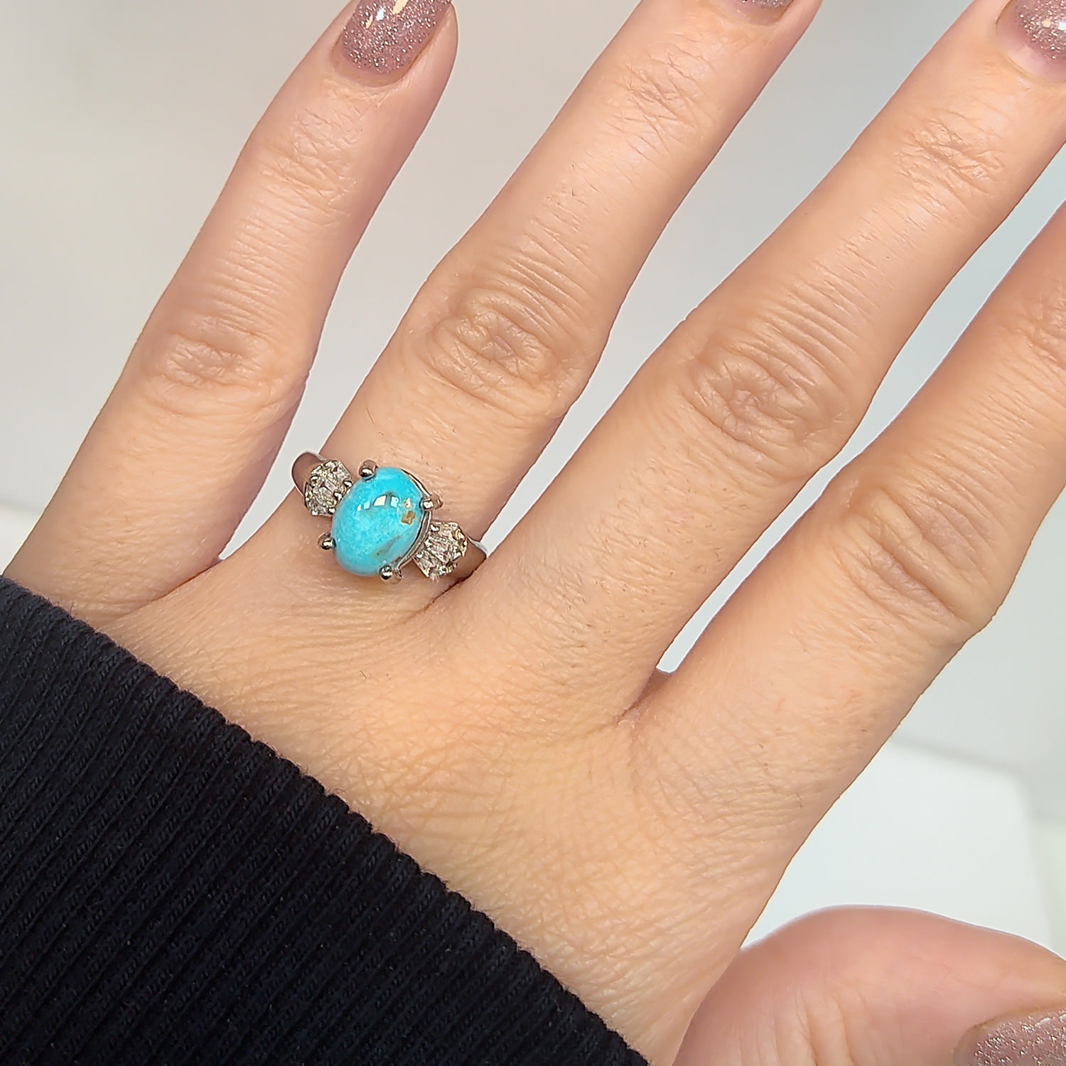 Bague en Argent Persan pour Femme avec Turquoise de Neyshabur Tamana