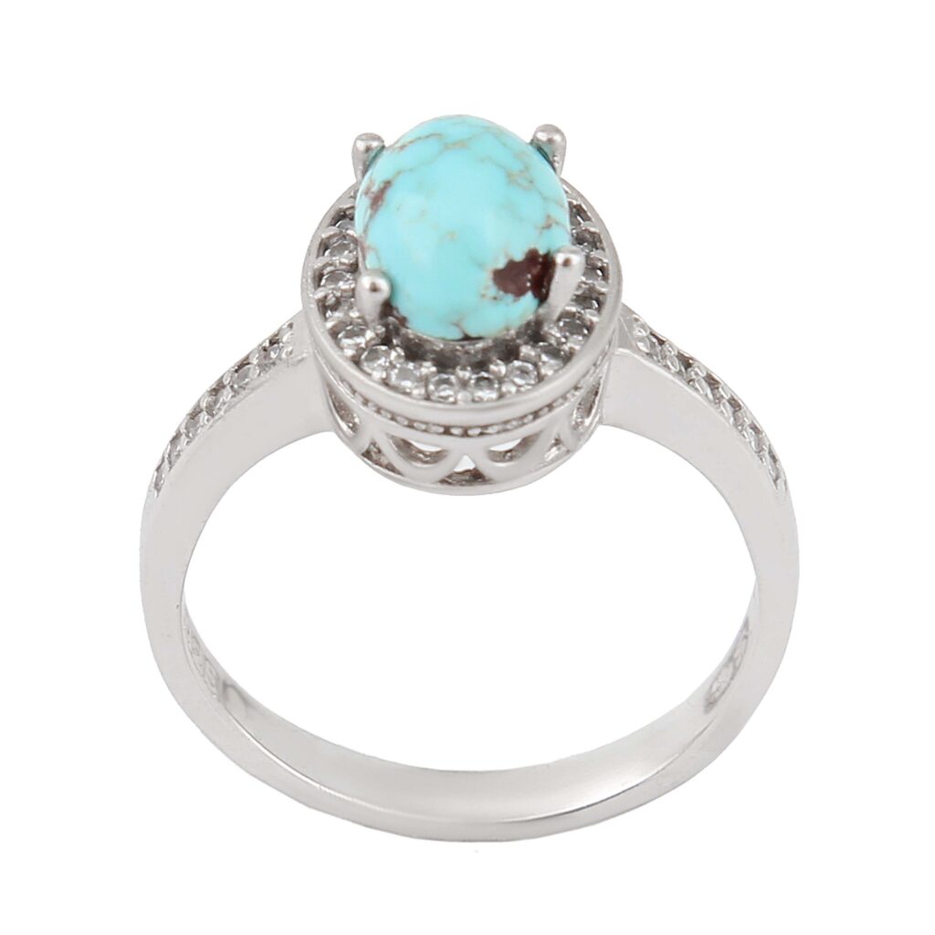 Bague en Argent Persan Faite Main avec Turquoise de Neyshabur Hana