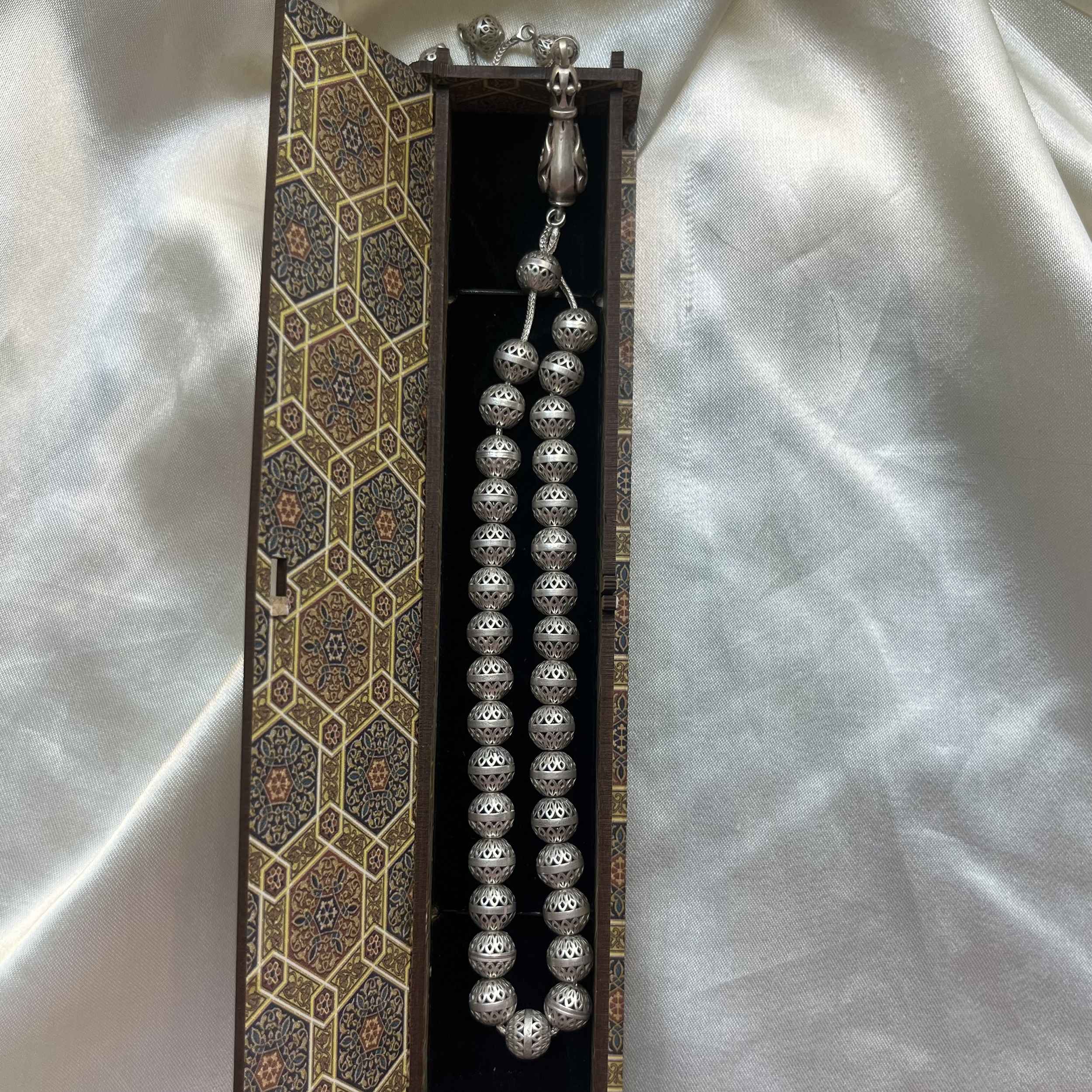 Chapelet islamique en argent Hamid – 33 perles de prière