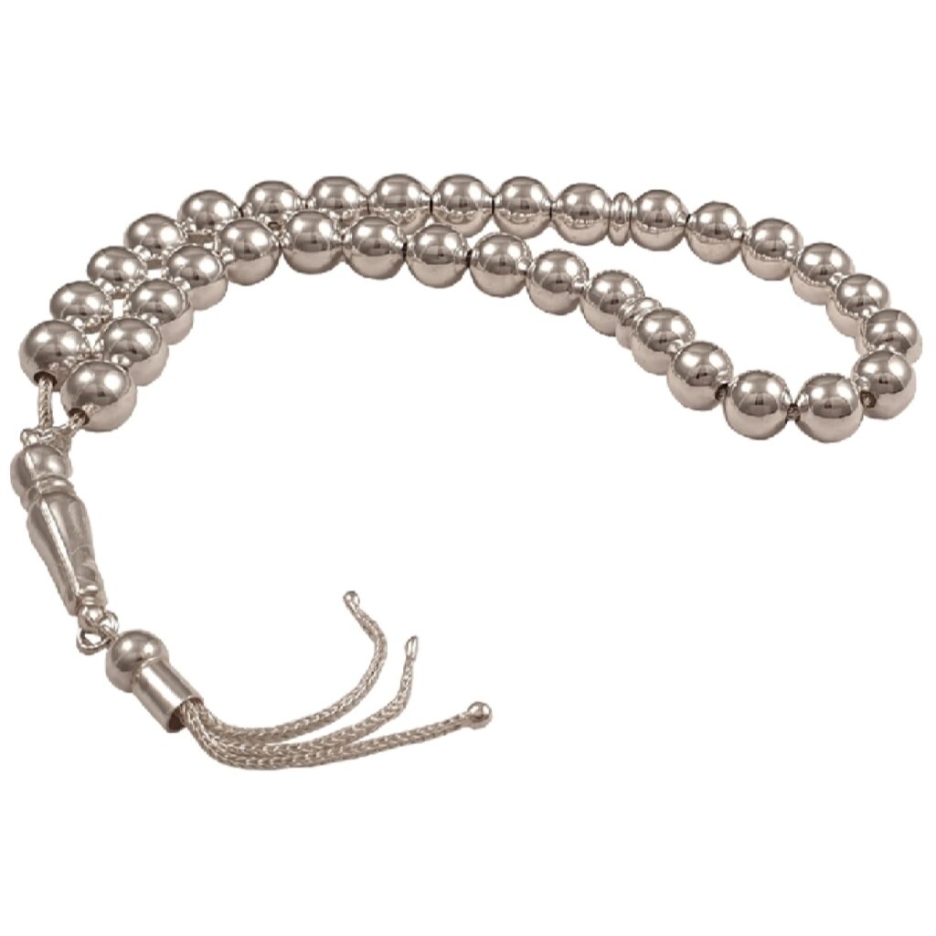Chapelet islamique en argent Milad – 33 perles de prière