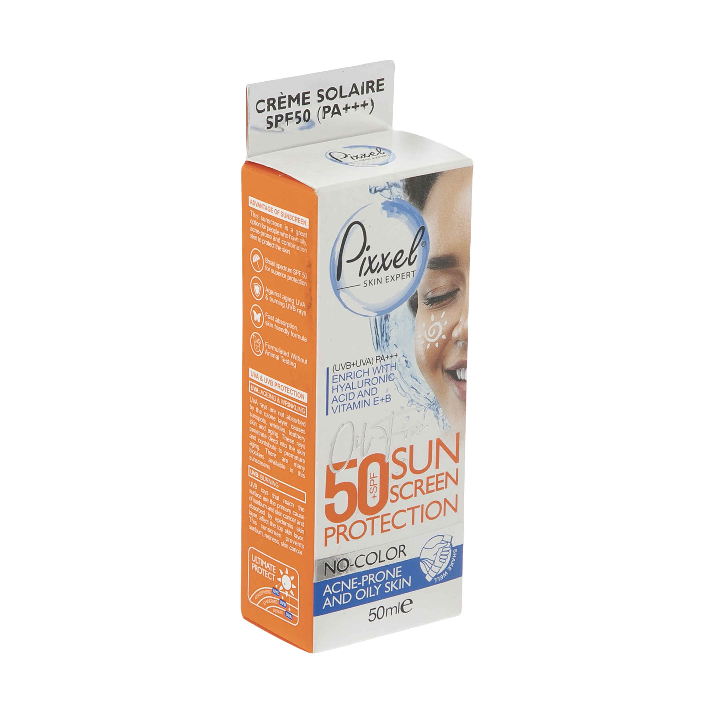 Pixxel Écran Solaire Incolore SPF50 pour Peaux Grasses et Acnéiques