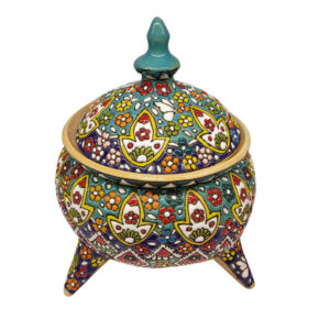 Sucrier en Poterie Persane Fait Main avec Couvercle – Minakari Émaillé Art Artistique