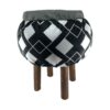Pouf rond en velours avec pieds en bois