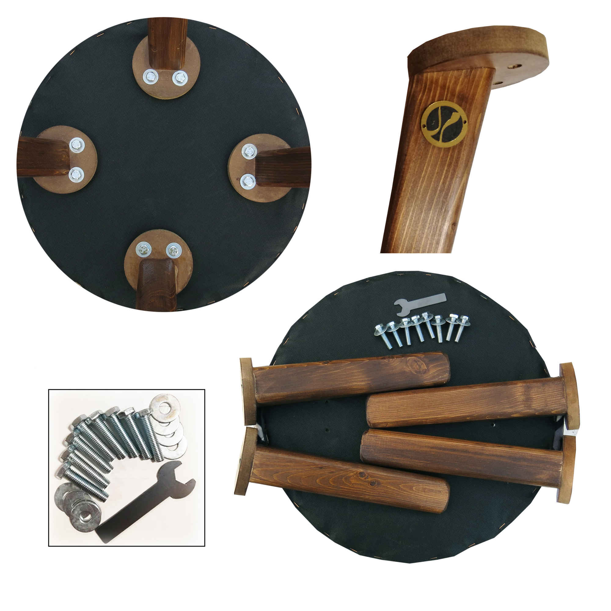 Pouf persan rouge traditionnel avec pieds en bois et tissu en velours artistique