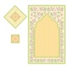 Tapis de Prière Islamique en Velours Jaune pour Musulmans avec Motif Floral