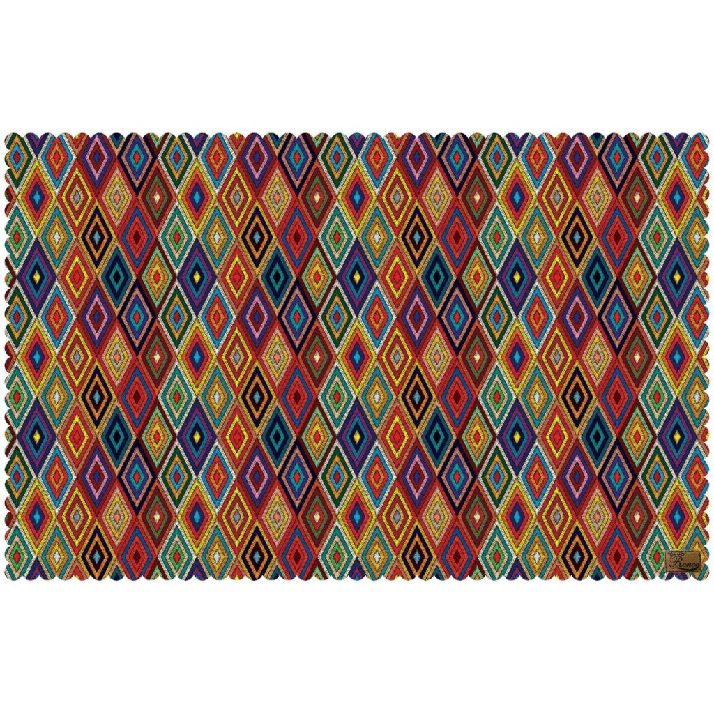 Nappe en Velours Élégance Persane avec Design en Diamant