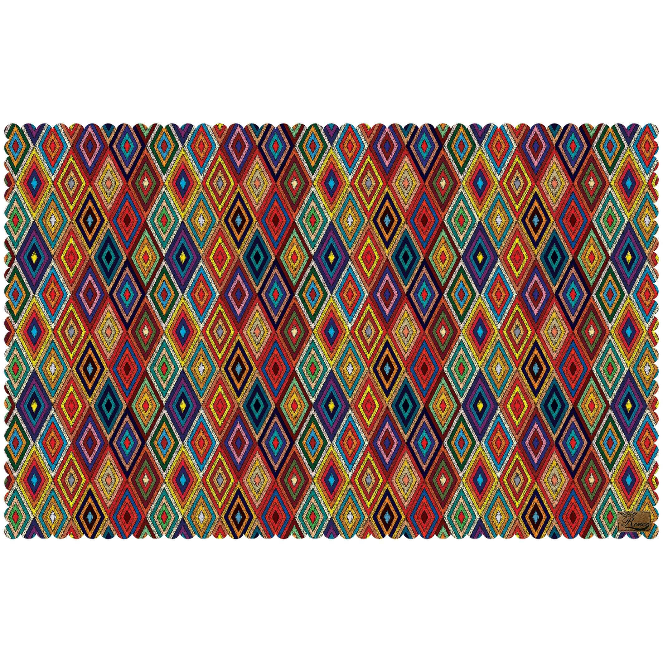 Nappe en Velours Élégance Persane avec Design en Diamant